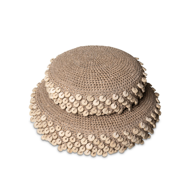 Crocheted Pebble w/ Wood Discs - Chobe - Set of 2