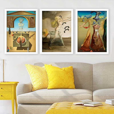 Elegant Decorative Framed Painting Set (3 Pieces), 13.8 x 17.7 inches Each | 100% Wooden with 100% Polystyrene Frame (Thickness: 0.8 inches) | UV Digital Printing, Perfect for Living Room & Home Décor