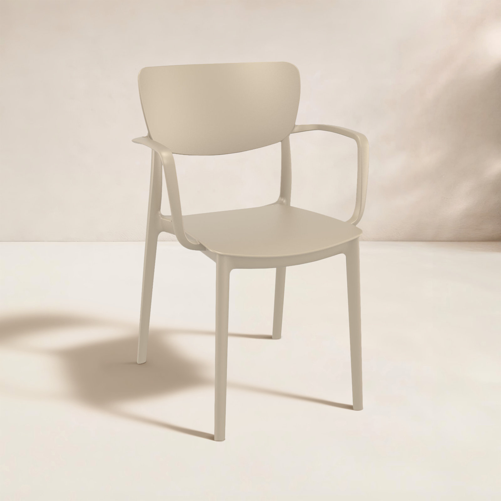 Farrah Stacking Patio Dining Armchair, Taupe