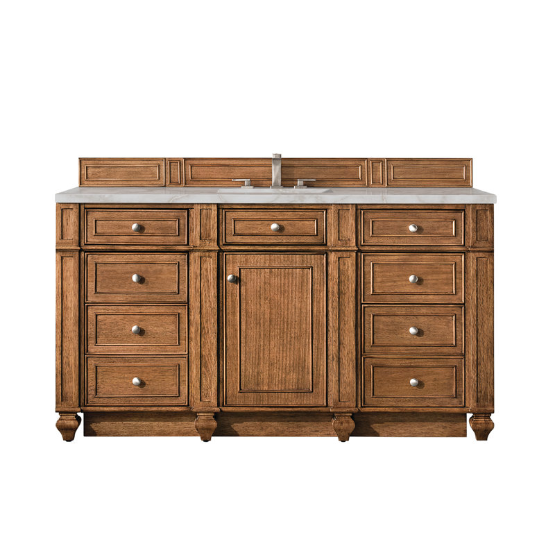 Bristol 60'' W Single Vanity, Saddle Brown, Victorian Silver, 8" Widespread