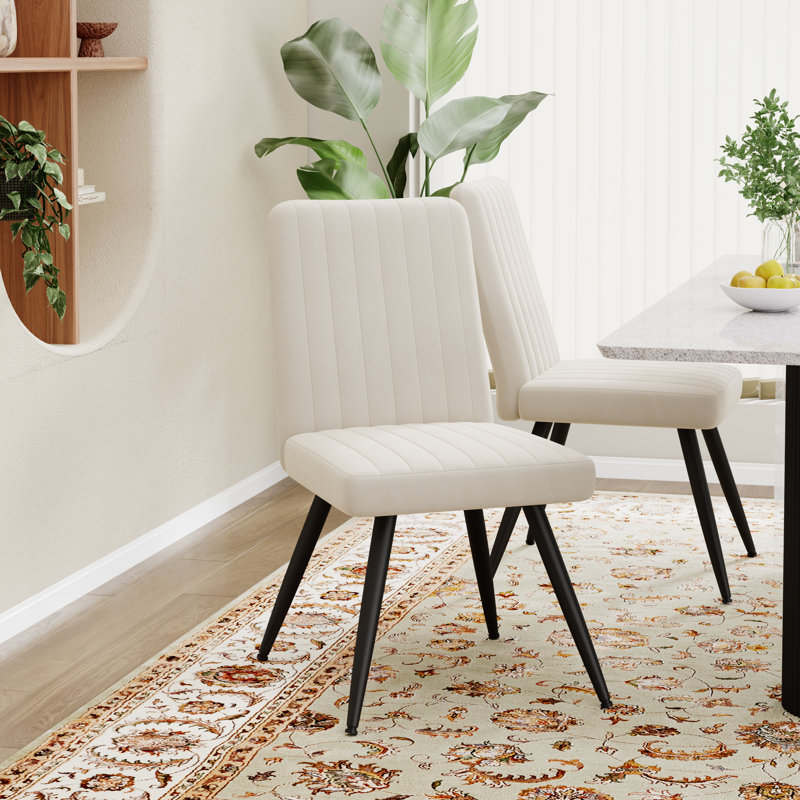 Bozhidar 18'' H Velvet Upholstered Side Chair, Ivory