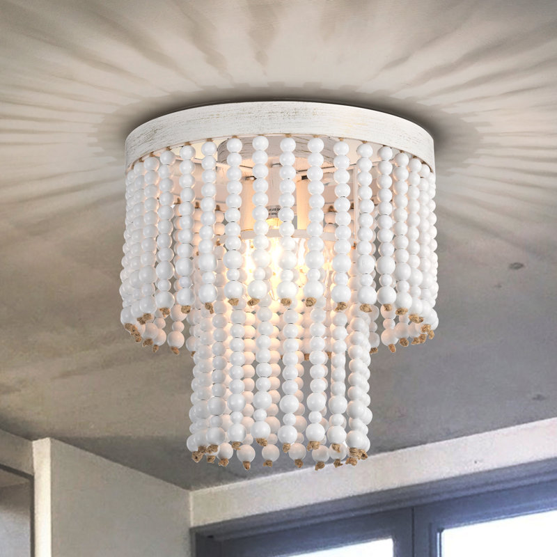 Plafonnier encastré 3 lumières en bois blanc