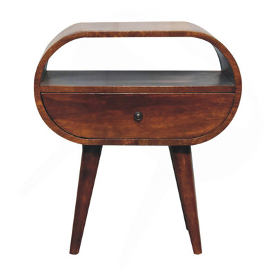 Wood Large Chestnut Circular Open Bedside