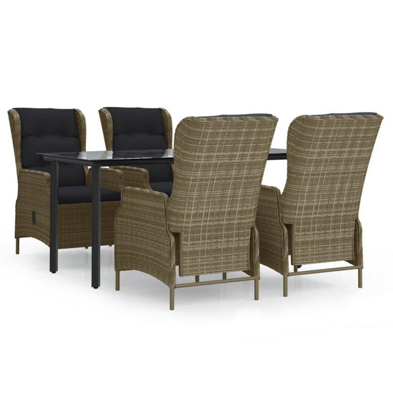 Finan Rectangular 4 - Person 63" Long Dining Set with Cushions, Brown