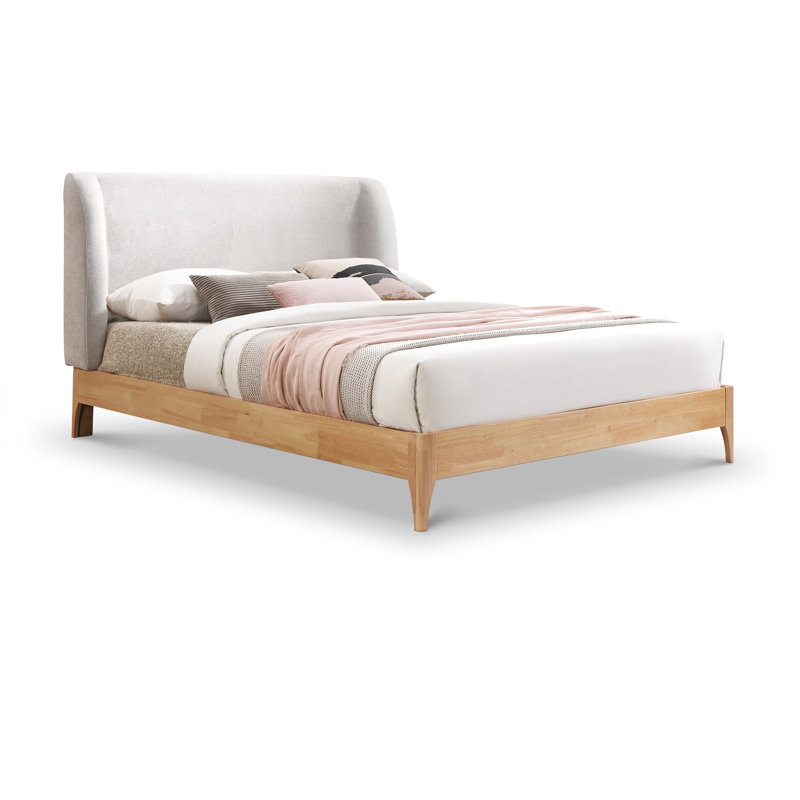 Lit à panneau tapissier Kahler, Grand, Tissu de polyester gris