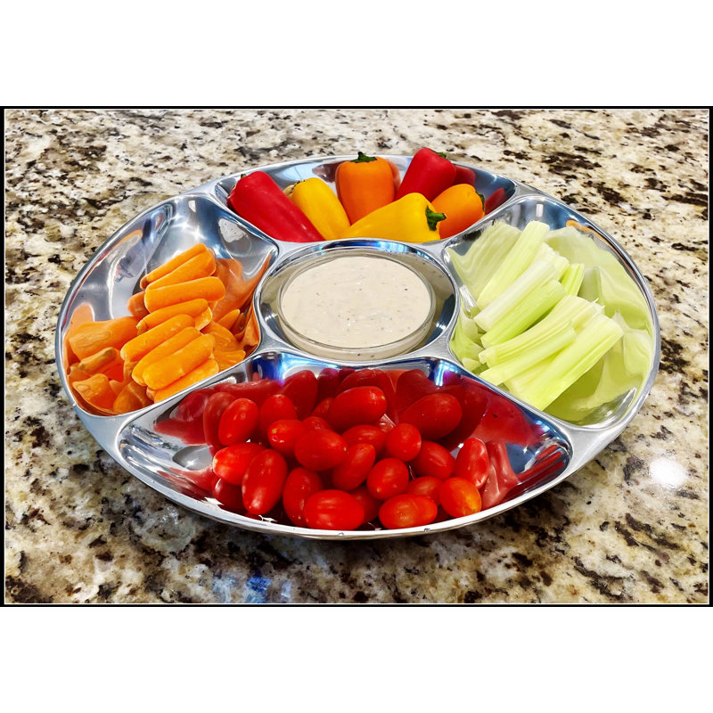 Versatile 5-Section Snack and Salsa Serving Platter, Perfect for Entertaining and Elegant Dining