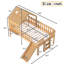Lit mezzanine simple avec glissade, structure de lit maisonnette, conception étoile et lune, fenêtre, lumières DEL, sans sommier, naturel-2045636732-2045636734