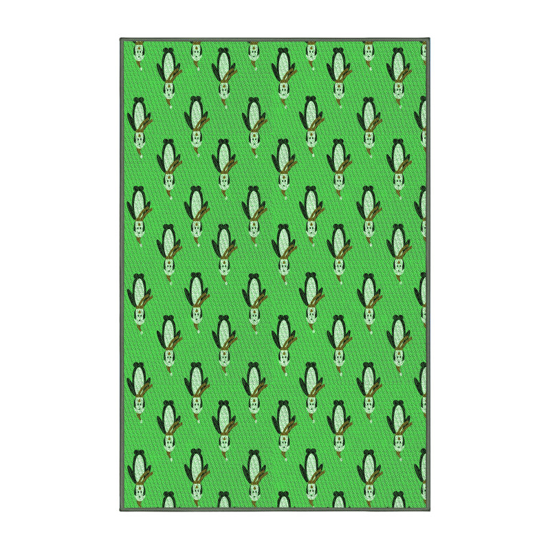 Tapis de couloir vert 2 pi x 5 pi tissé à la machine