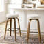 Tabouret de bar pivotant sans dossier H 30,3 po avec pieds en bois courbé-392006160
