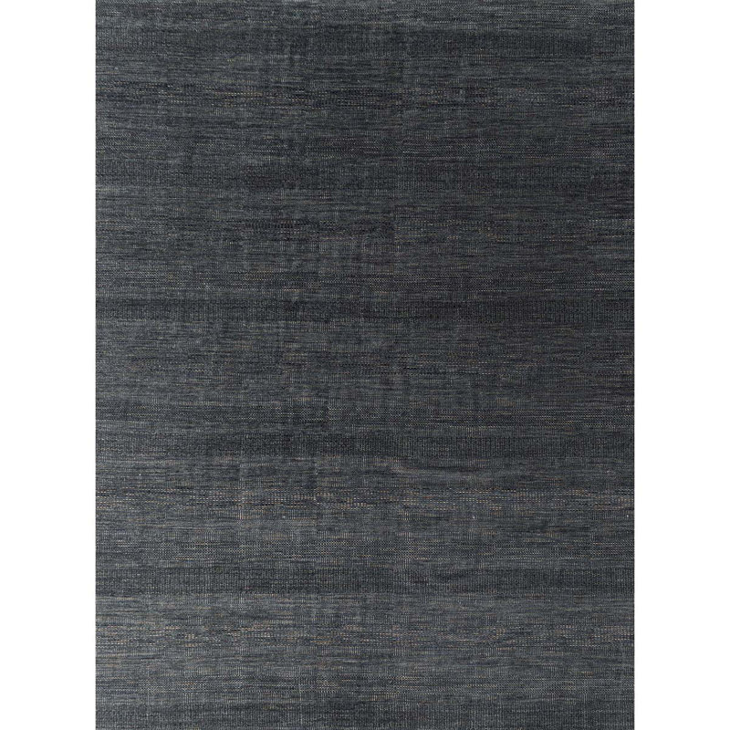 Tapis gris foncé et gris anthracite noué à la main de haute qualité, Rectangle 9 pi x 12 pi