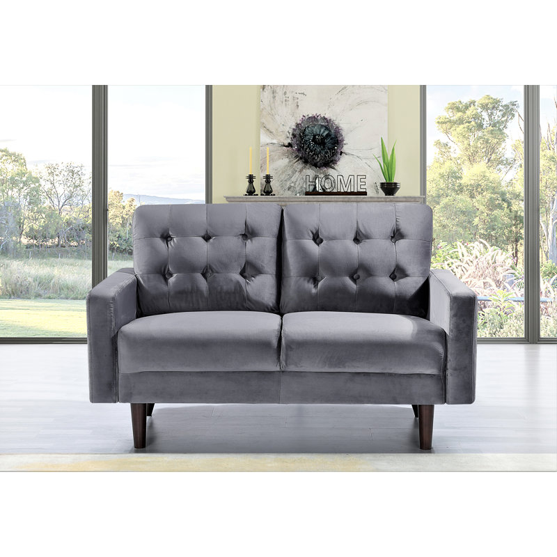 Brien 74.8'' Velvet Sofa, Gray, 33"H x 53"W x 31"D
