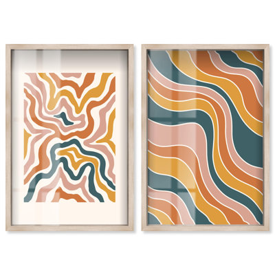 Ensemble d'art abstrait moderne « Earth Tones Pasta » en cadre-boîte, par Art Remedy, cadre noir, 10 x 15