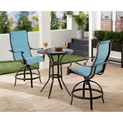 Mikenzie Round 2 - Person 30'' Long Bar Height Dining Set with Cushions and Umbrella -  Red Barrel StudioÂ®, EAC2D0E0C9134783AC0A3E608F4156B8