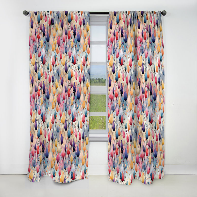 Ikat coloré fantaisiste - rideau ikat - rideau occultant ikat - 1 panneaux, L 52 po x L 90 po