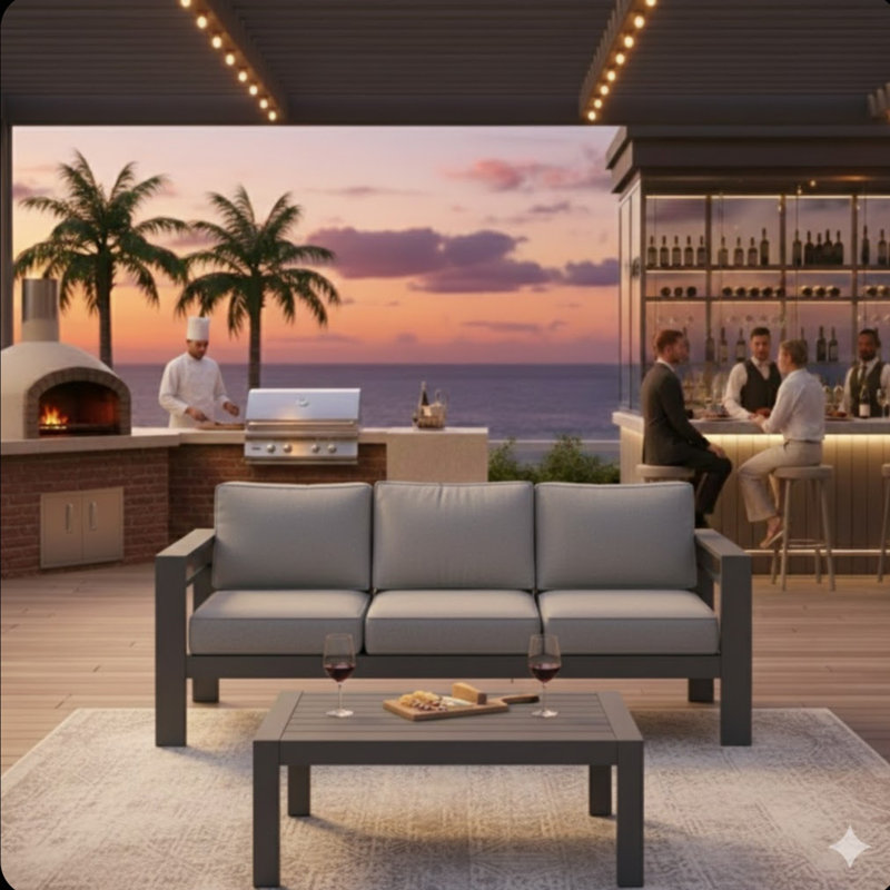 2 Pieces Outdoor Patio Set, Gray