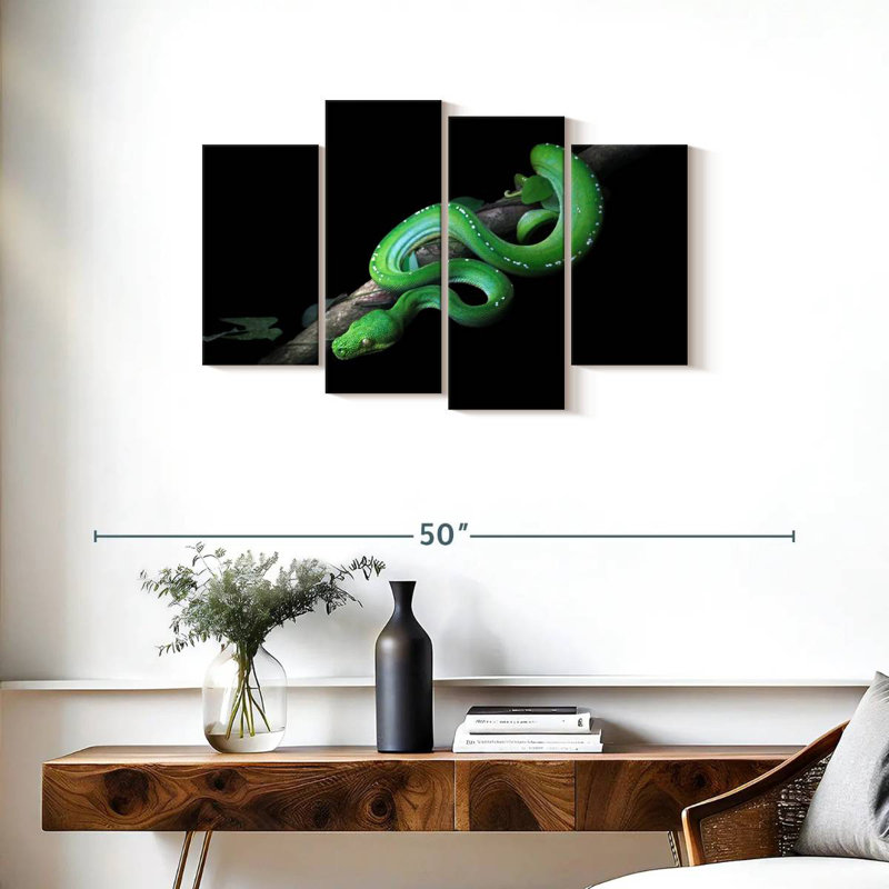 Brampt Green Python Slithering On A Branch, 22" H x 36" W