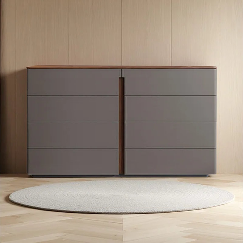 Bedroom Tv Cabinet Modern Home Saddle Leather Storage Cabinet Bed End Storage Bucket Solid Wood Dining Cabinet, Gray