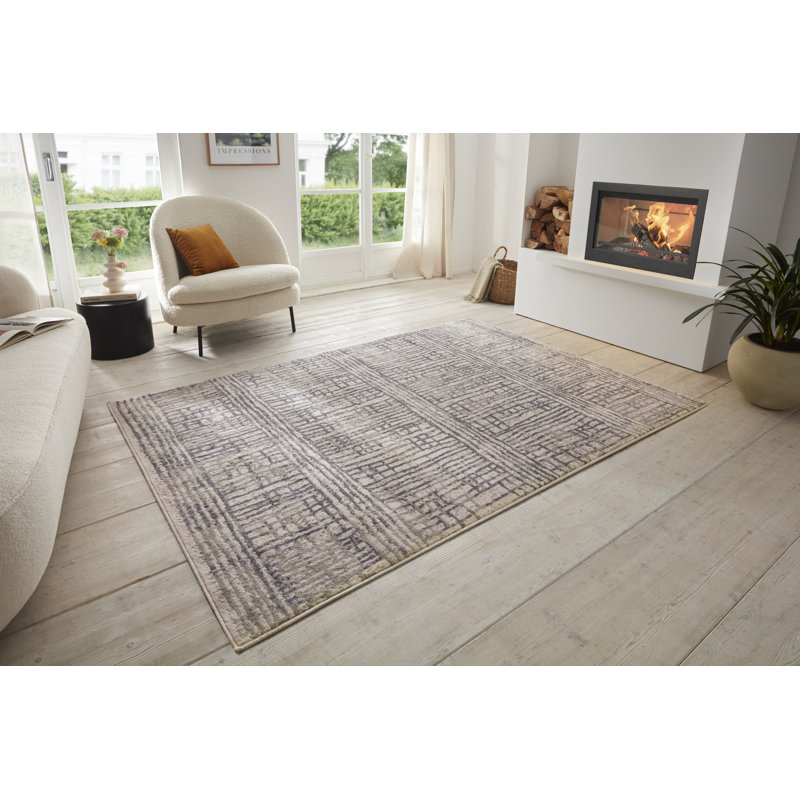 Machine Woven 100% Polypropylene Ivory/Grey/Beige Rug, Rectangular 200cm x 280cm
