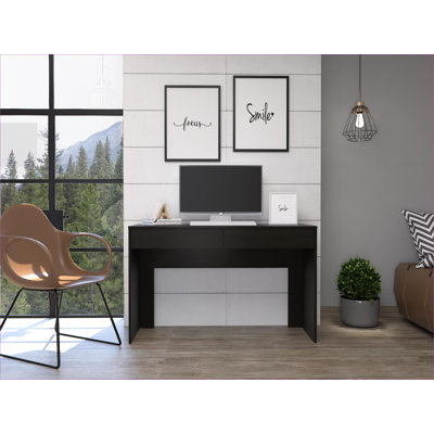 Bureaux, bureau d'ordinateur moderne de 47,3 pouces avec deux tiroirs | Noir | Panneau de particules