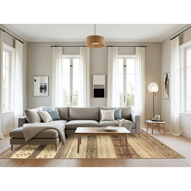 Tapis beige / gris, Rectangle 8 pi x 10 pi