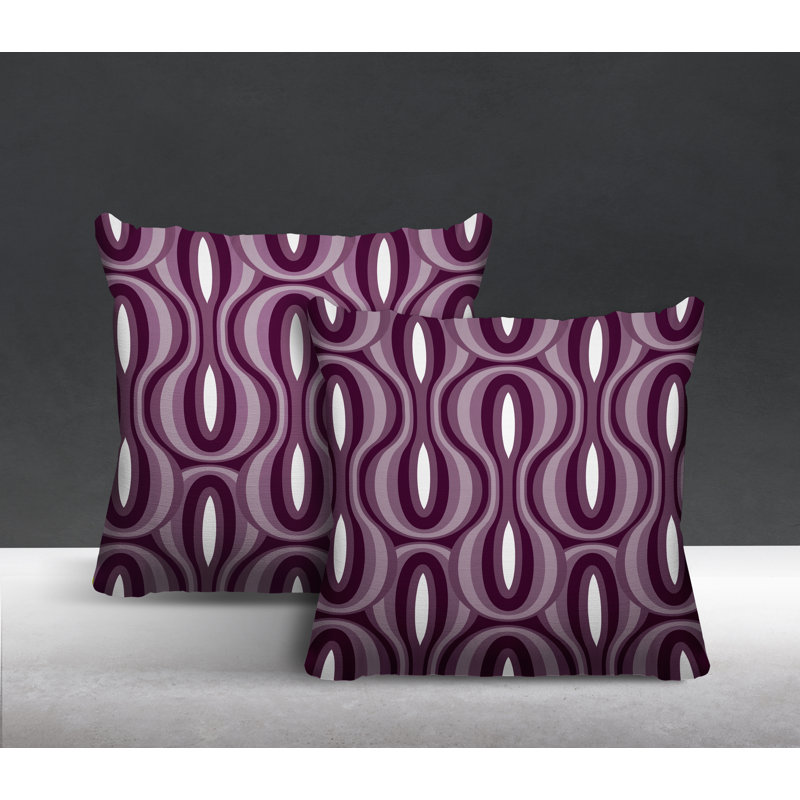 Coussin décoratif intérieur / extérieur Ikat, L 17 po x H 17 po, Mauve