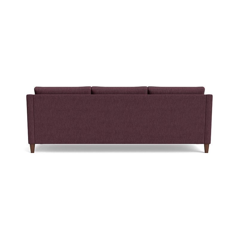 Vera Sofa (95"), Walnut Finish (Angled), Performance Weave - Aubergine