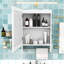 Armoire de rangement murale avec rangement dissimulé, charnières à fermeture en douceur et barre à serviettes