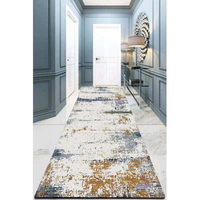 Non-Slip Hall Carpet (3.3 x 9.8 ft), 100% Polyester, 10 mm Pile Height, Antibacterial, Machine Washable | Durable Dot Base, 2.1 lbs/sq yd | Perfect for High-Traffic Areas, Easy Care & Stylish Design