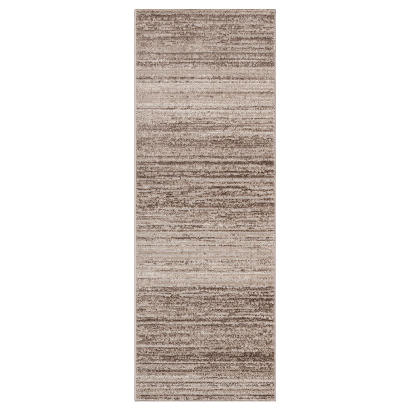 Migliore Osian Modern Striped Ombre Soft High-Low Beige Cream Gold Area Rug, Runner 2'2" x 6'