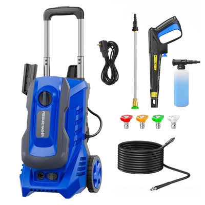 Electric Pressure Washer 4200PSI 2.5GPM, All-Around Surface Cleaning, Multi-Purpose Cleaning Performance, with 4 Spray Nozzle, 500ML Foam Cannon, Stainless Steel Lance, Total Stop System for Car, Driveway, Fence, Garden, Yard, Home Cleaning
