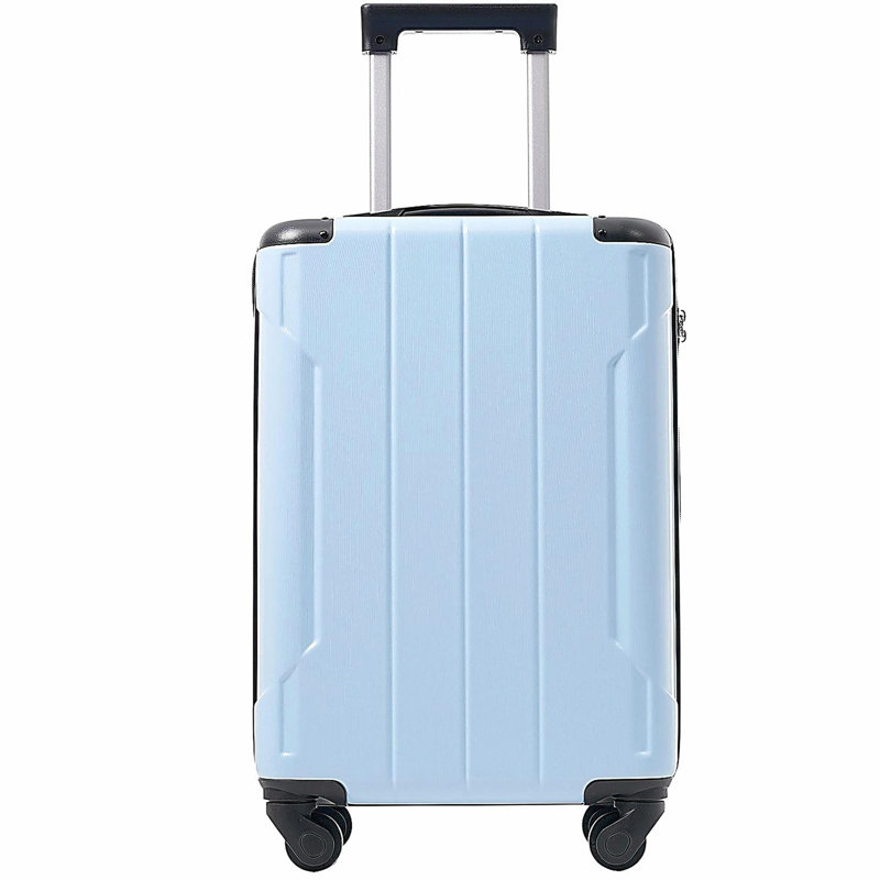 Bagage à main 20 pouces Hardshell, valise légère en ABS durable avec roulettes, serrure TSA intégrée, 2 cubes de rangement, bleu ciel