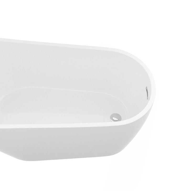 Baignoire autoportante blanche autoportante 59 po en acrylique avec trop-plein et drain chromés 59 po