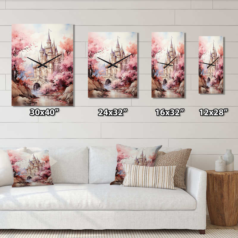 Horloge murale moderne Castles Pastel Dreams II - Cityscapes, Petit