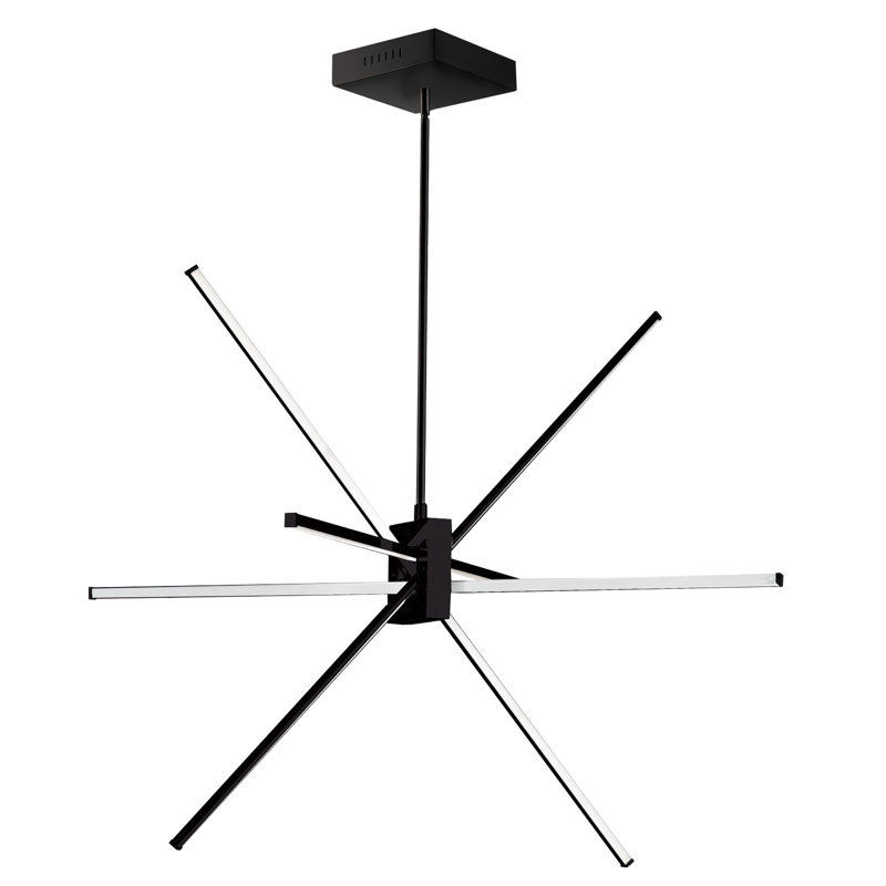 Lustre linéaire moderne Summit Light Spoutnik, Noir mat, H 21 po x l 30 po x P 21 po
