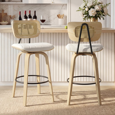 26" Upholstered Counter Height Swivel Bar Stools