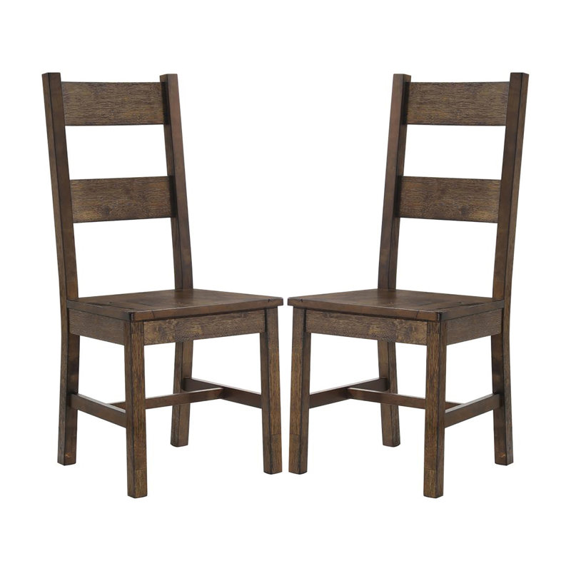 Rustic Golden Brown Ladder Back Dining Chairs