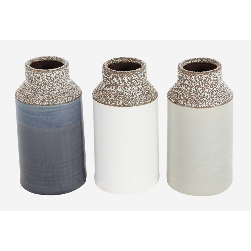 Vase de table Chesterle, Bleu marine / beige / blanc, H 12 po x l 6 po x P 6 po