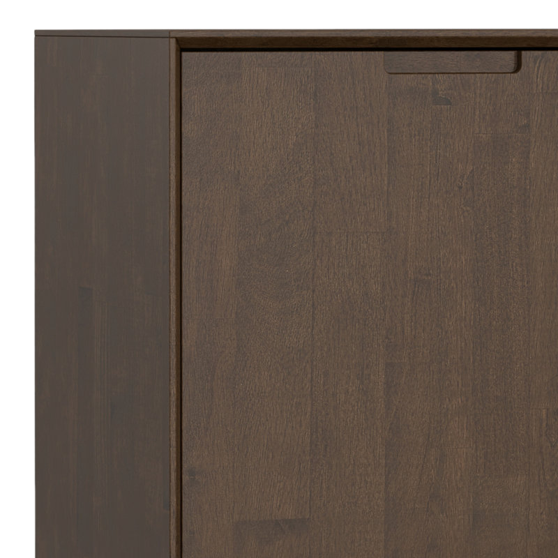 Walnut Brown Solid Hardwood and Metal 4-Door Sideboard Buffet