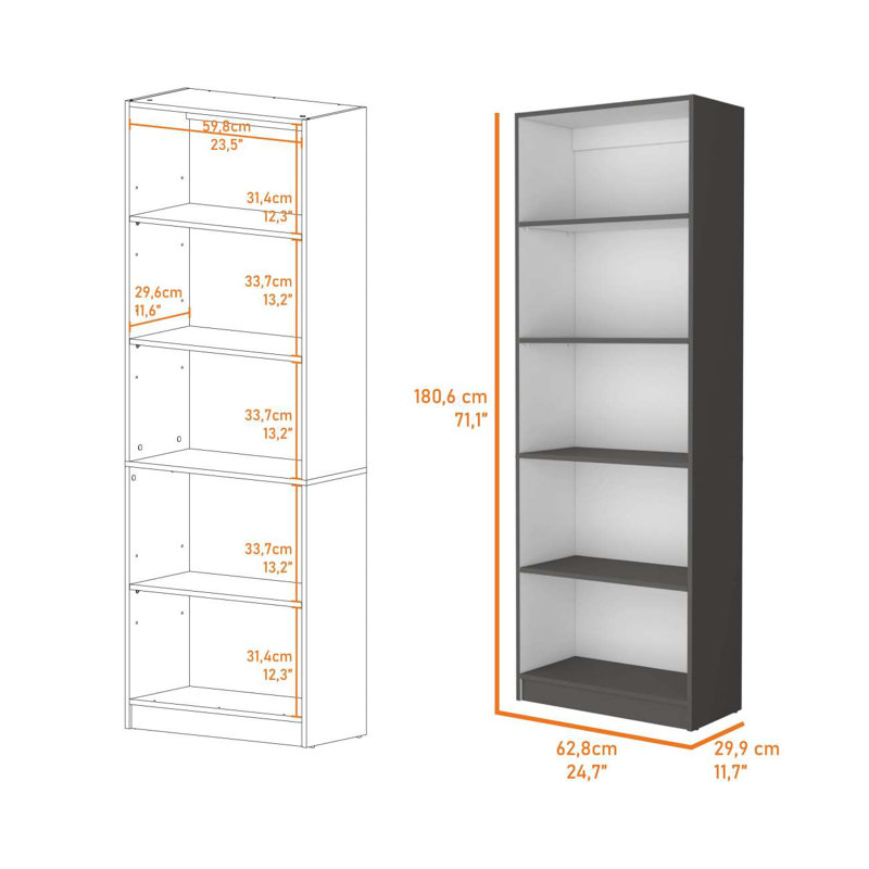 Bibliothèque élégante et fonctionnelle à 5 tablettes pour le rangement et la présentation organisés