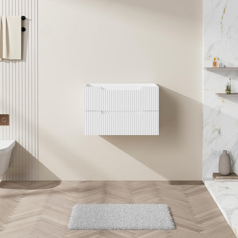 Armoire de salle de bain flottante, armoire murale pour salle de bain, Blanc