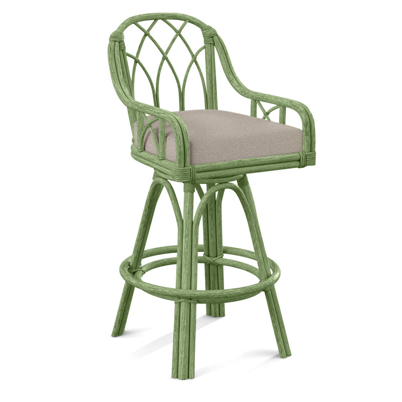 Edgewater Upholstered Stool, Beige Performance Fabric; 0851-73, Celery, Counter Stool (24" Seat Height)