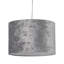 20cm H Velvet Drum Pendant Shade ( Uno ) in Grey