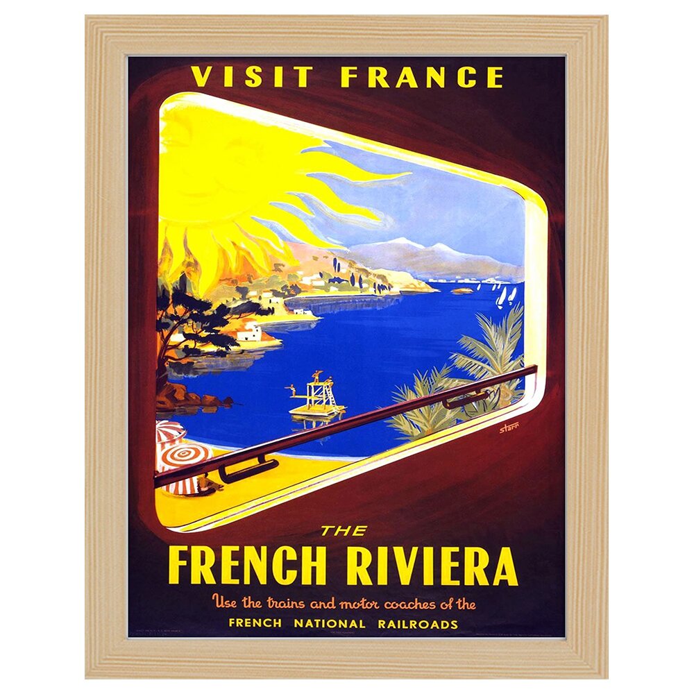 Leinwandbild Vintage Tourist Poster French Riviera