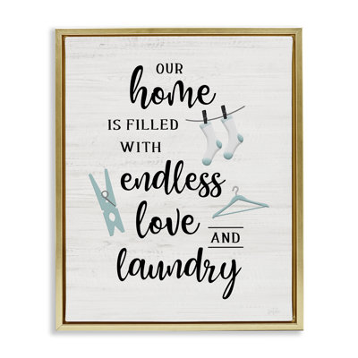 Cursive Love & Laundry Framed Floater Canvas Wall Art by Natalie Carpentieri