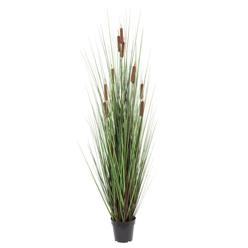 Herbe droite artificielle et quenouilles, H 60 po x l 30 po x P 30 po