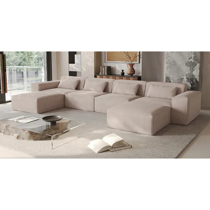 Canapé modulaire Urban Plus à 4 places avec revêtement en velours Cloud, Velours brun