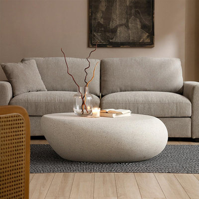 Table basse ovale en fibre de verre blanche avec finition laquée