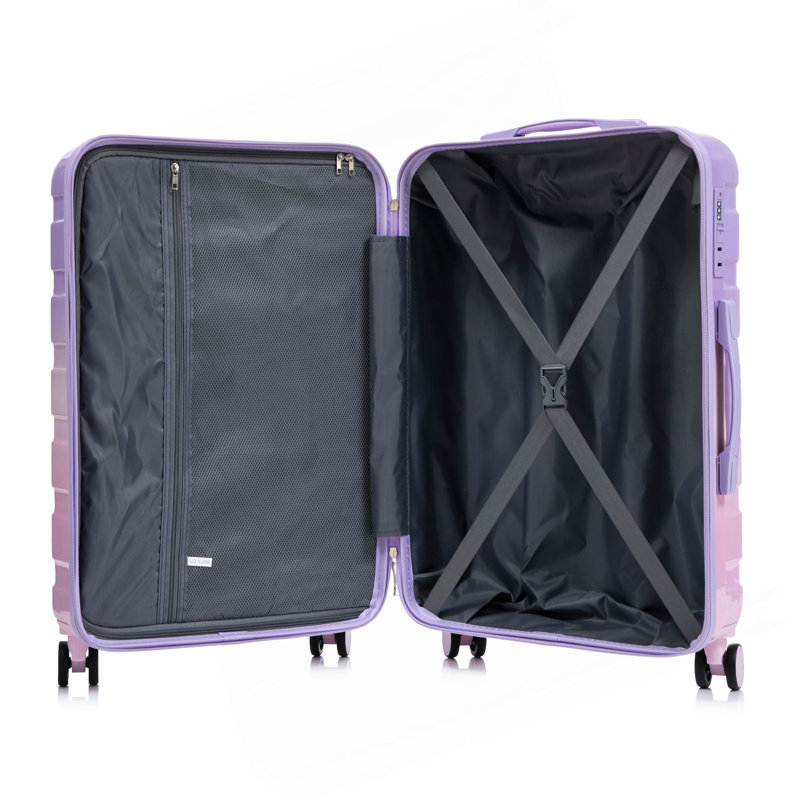 20 "/ 24" / 28 "3 pièces / ensemble de valise à roulettes pivotantes en PC, valise de transport, avec dégradé de couleurs et serrure à combinaison