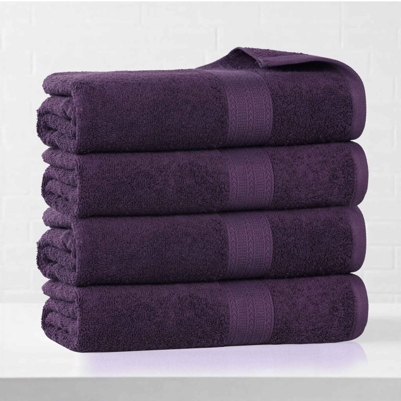 Ensemble de serviettes de bain écologiques en coton 100% Ringspun Hannu, Aubergine