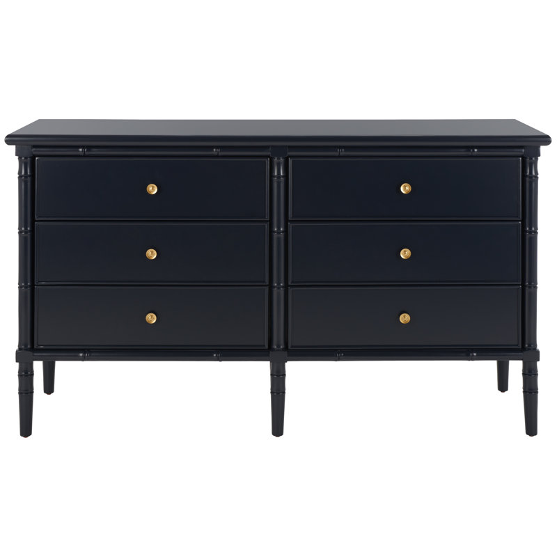  6 Drawer 56" W Double Dresser, Bleu marine